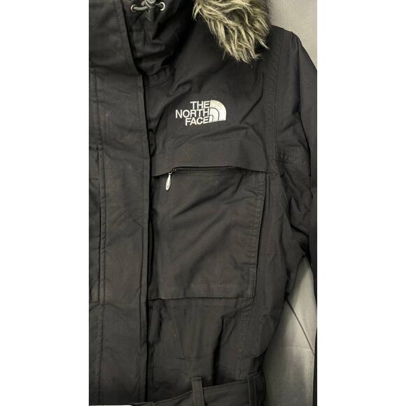 The North Face Belted Coat Goose Down Parka Jacket Women Sz S Black Hyvent - Picture 10 of 14